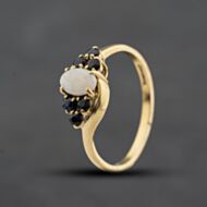 Pre-Owned 9ct Yellow Gold Opal & Sapphire Twist Ring 41104733