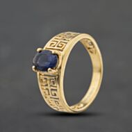Pre-Owned 9ct Yellow Gold Lolite Greek Key Pattern Shoulders Dress Ring 41104734