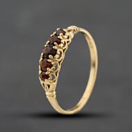 Pre-Owned 9ct Yellow Gold Garnet Five Stone Ring 41104743