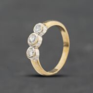 Pre-Owned 9ct Two Colour Gold Cubic Zirconia Rubover Three Stone Ring 41104749