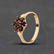 Pre-Owned 9ct Yellow Gold Garnet Flower Cluster Ring 41104750