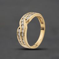 Pre-Owned 9ct Yellow Gold Cubic Zirconia Crossover Channel Set Twist Ring 41104761