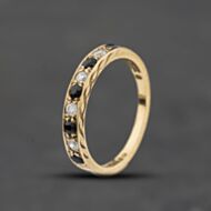 Pre-Owned 9ct Yellow Gold Sapphire & Cubic Zirconia Half Eternity Ring 41104763