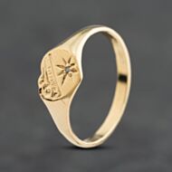 Pre-Owned 9ct Yellow Gold Diamond Heart Signet Ring 41104780