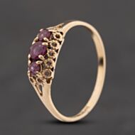 Pre-Owned 9ct Yellow Gold Ruby Three Stone Ring 41104792