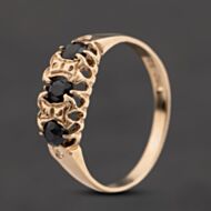 Pre-Owned 9ct Yellow Gold Sapphire Three Stone Ring 41104807