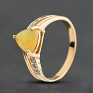 Pre-Owned 9ct Yellow Gold Ethiopian Opal And White Zircon Dress Ring 41104811