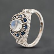 Pre-Owned 9ct White Gold Sapphire & Moonstone Cluster Ring 41104817