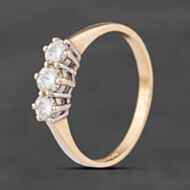 Pre-Owned 9ct Yellow Gold Moissanite Three Stone Ring 41104896