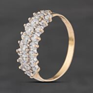 Pre-Owned Vintage 9ct Yellow Gold Cubic Zirconia Three Row Ring 41104898