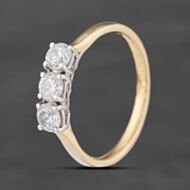 Pre-Owned 9ct Yellow Gold Cubic Zirconia Three Stone Ring 41104900