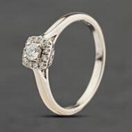 Pre-Owned 18ct White Gold 0.25ct Brilliant Cut Square Halo Style Cluster Ring 411202158047