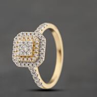 Pre-Owned 18ct Two Colour Gold Brilliant Cut Diamond Octagonal Tiered Cluster Ring 41121015
