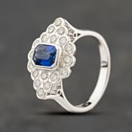 Pre-Owned 18ct White Gold 1.11ct Sapphire & 0.61ct Brilliant Cut Diamond Cluster Ring 41121026