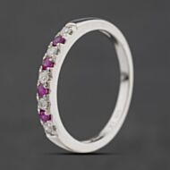 Pre-Owned 9ct White Gold Ruby & 0.15ct Brilliant Cut Diamond Half Eternity Ring 41121033