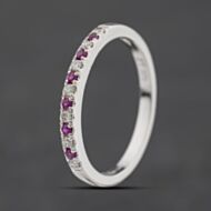 Pre-Owned 9ct White Gold Ruby & 0.15ct Brilliant Cut Diamond Half Eternity Ring 41121034