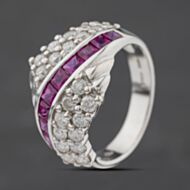 Pre-Owned 14ct White Gold Ruby & 0.88ct Brilliant Cut Diamond Dress Ring 41121035