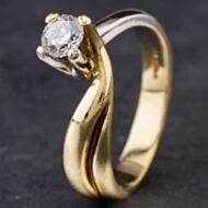 Pre-Owned 18ct Two Colour Gold 0.35ct Brilliant Cut Diamond Twist Solitaire Ring 4112275