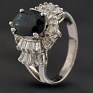 Pre-Owned 14ct White Gold Sapphire & Diamond Fancy Halo Ring 4112286