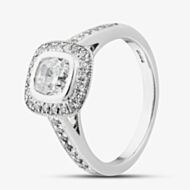 Pre-Owned Platinum Certificated 1.01ct Brilliant Cut Square Modified Diamond Halo Cluster Ring 4112599
