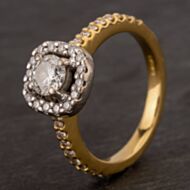 Pre-Owned 18ct Yellow Gold 0.50ct Diamond Halo Cluster Ring 4112856