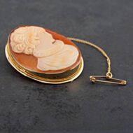 Pre-Owned 9ct Yellow Gold Cameo Large Oval Brooch 4113082