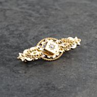 Pre-Owned Antique 15ct Yellow Gold Diamond Ornate Brooch 41131130