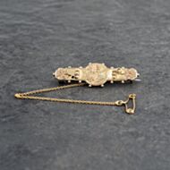Pre-Owned Vintage Style 9ct Three Colour Gold Ornate Flower Design Brooch 41131131