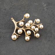 Pre-Owned 9ct Yellow Gold Pearl Branch Shape Brooch 41131139
