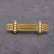 Pre-Owned Vintage Yellow Gold Seed Pearl Triple Bar Brooch 41131152