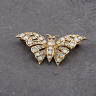 Pre-Owned 9ct Yellow Gold Opal Butterfly Brooch 41131153