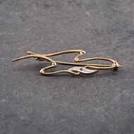 Pre-Owned 9ct Two Colour Gold Sapphire & Diamond Decorative Ribbon Brooch 41131156