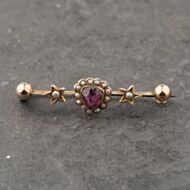 Pre-Owned Rose Gold Garnet & Seed Pearl Star And Ball Bar Brooch 41131174