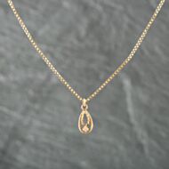 Pre-Owned 9ct Yellow Gold Diamond Pear Shaped Pendant & 16 Inch Box Chain 41141210