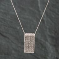 Pre-Owned 18ct White Gold Brilliant Cut Diamond Rectangular Pave Pendant & 18 Inch Trace Chain 41141409