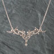 Pre-Owned 18ct White Gold Diamond Ornate Multi-Stone Pendant & 15 Inch Snake Chain 41141510