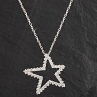 Pre-Owned 18ct White Gold Diamond Set Star Pendant & 14ct White Gold Chain Bracelet 4114157