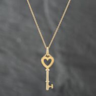 Pre-Owned 18ct Yellow Gold Tiffany & Co. Key Pendant & 16 Inch Trace Chain 41141844