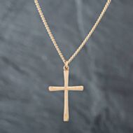 Pre-Owned 9ct Yellow Gold Plain Cross Pendant & 18 Inch Curb Chain 41141857