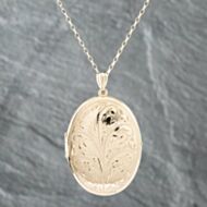 Pre-Owned 9ct Yellow Gold Large Oval Hand Engraved Locket Pendant & 24 Inch Belcher Chain 41141944