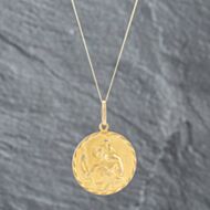 Pre-Owned 9ct Yellow Gold Round St Christopher Pendant & 18 Inch Curb Chain 41142018
