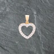 Pre-Owned 9ct Yellow Gold Cubic Zirconia Open Heart Gemstone Loose Pendant 41142055