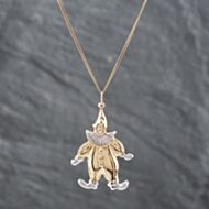 Pre-Owned Two Colour Gold Clown Pendant & 16 Inch Curb Chain 41142080