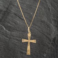 Pre-Owned Yellow Gold Large Engraved Cross Pendant & 18 Inch Box Chain 41142121