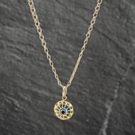 Pre-Owned 9ct Yellow Gold Round Openwork Pendant & 20 Inch Belcher Chain 41142230