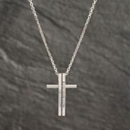 Pre-Owned 18ct White Gold Brilliant Cut Diamond Split Pendant & 18 Inch Trace Chain 41142249