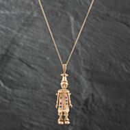 Pre-Owned 9ct Yellow Gold Cubic Zirconia Clown Pendant & 19 Inch Curb Chain 41142263