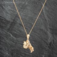Pre-Owned 9ct Yellow Gold Cubic Zirconia Bulldog Pendant & 23 Inch Curb Chain 41142268