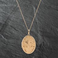 Pre-Owned 9ct Yellow Gold Hand Engraved Large Oval Locket Pendant & 19 Inch Trace Chain 41142271