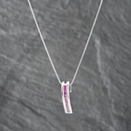 Pre-Owned 9ct White Gold Multi Coloured Pink Sapphire Channel Set Bar Pendant & 16 Inch Snake Chain 41142291